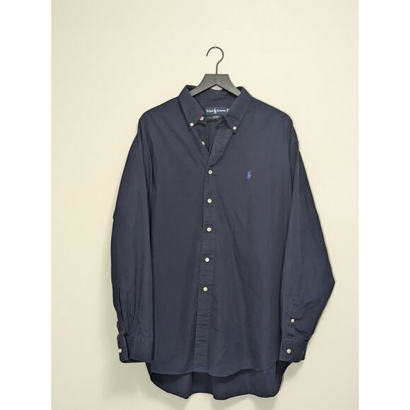Ralph Lauren Blue Label Navy Blake Dress Shirt Pony Logo 100% Cotton Sz XXL - Picture 1 of 8